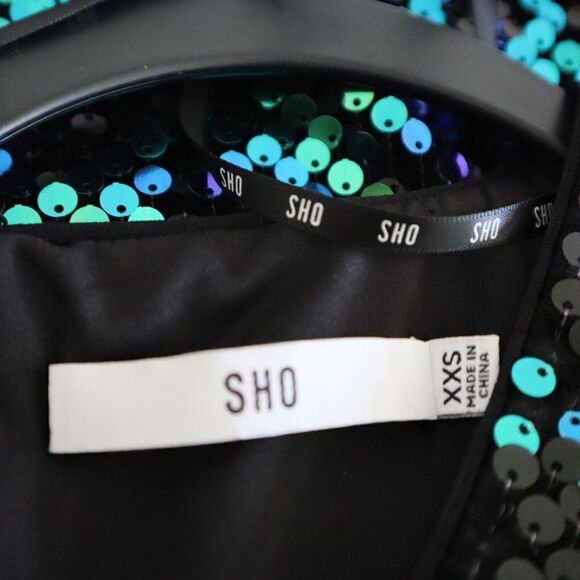 SHO by Tadashi Shoji Women's Sz XXS Shamrock Sequin Body-Con Cocktail Dress - Picture 7 of 16